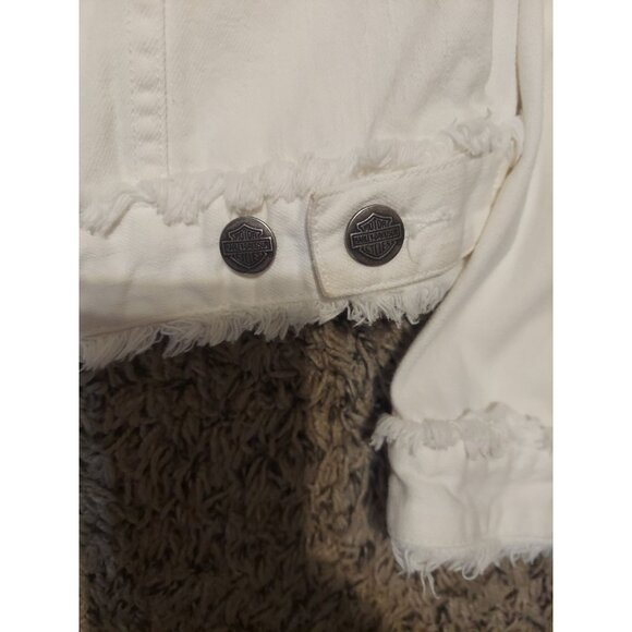 Official Harley Davidson Women's Jacket And Jeans White Fringe Size8 Motorcycle - Picture 14 of 16